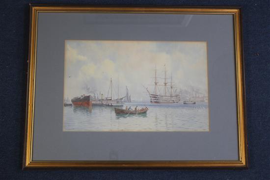 Martin Snape (fl.1874-1901) HMS Victory in harbour, 9.75 x 15.25in.